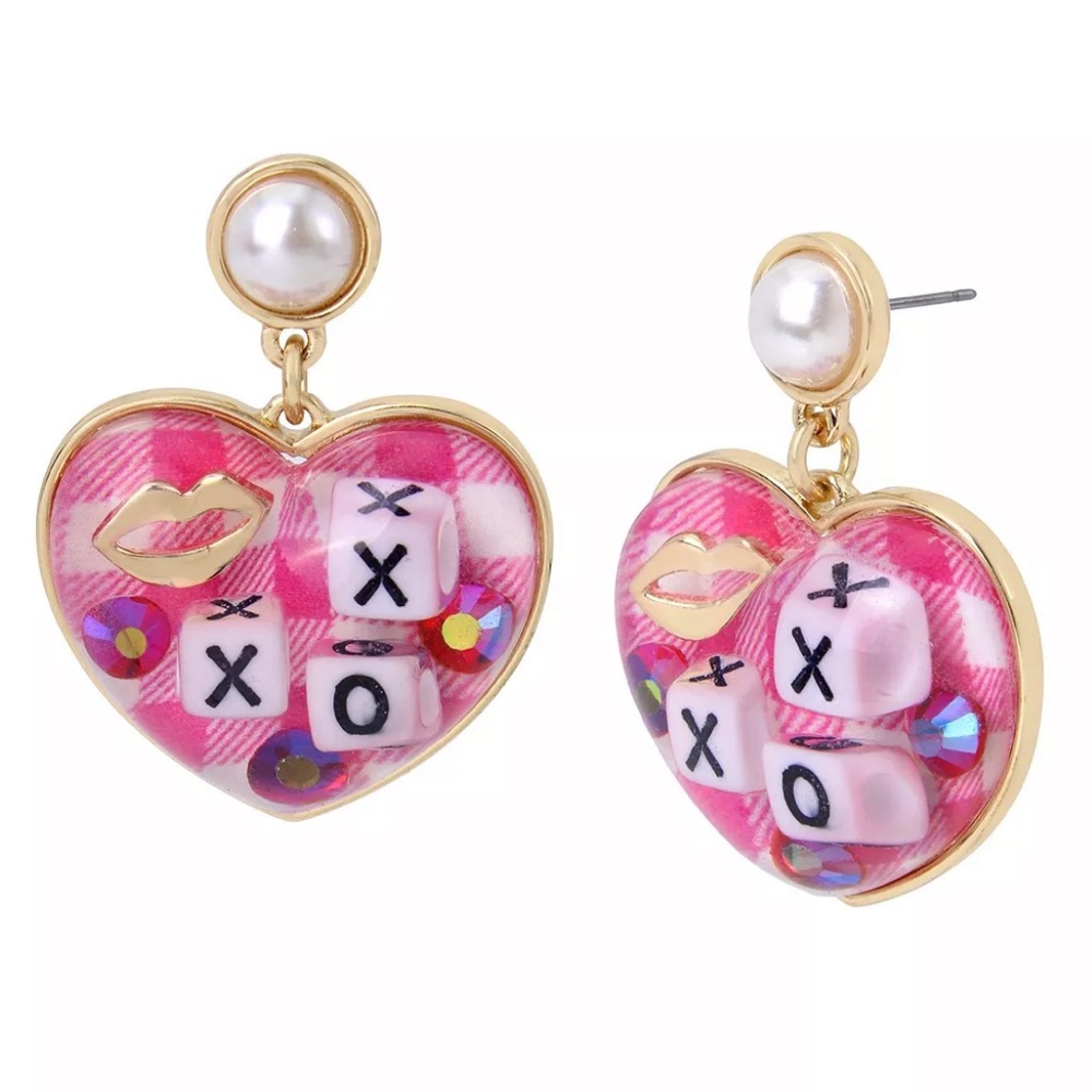 ✨NWT✨ Betsey Johnson Heart Earrings XOX Valentines - Picture 2 of 8